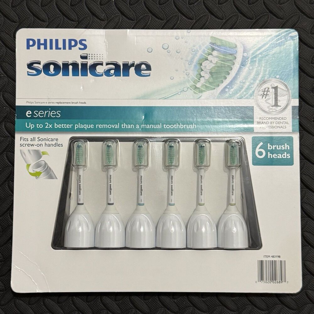 Genuine OEM PHILIPS SONICARE E SERIES 6-Pack Replacement Toothbrush Brush Heads